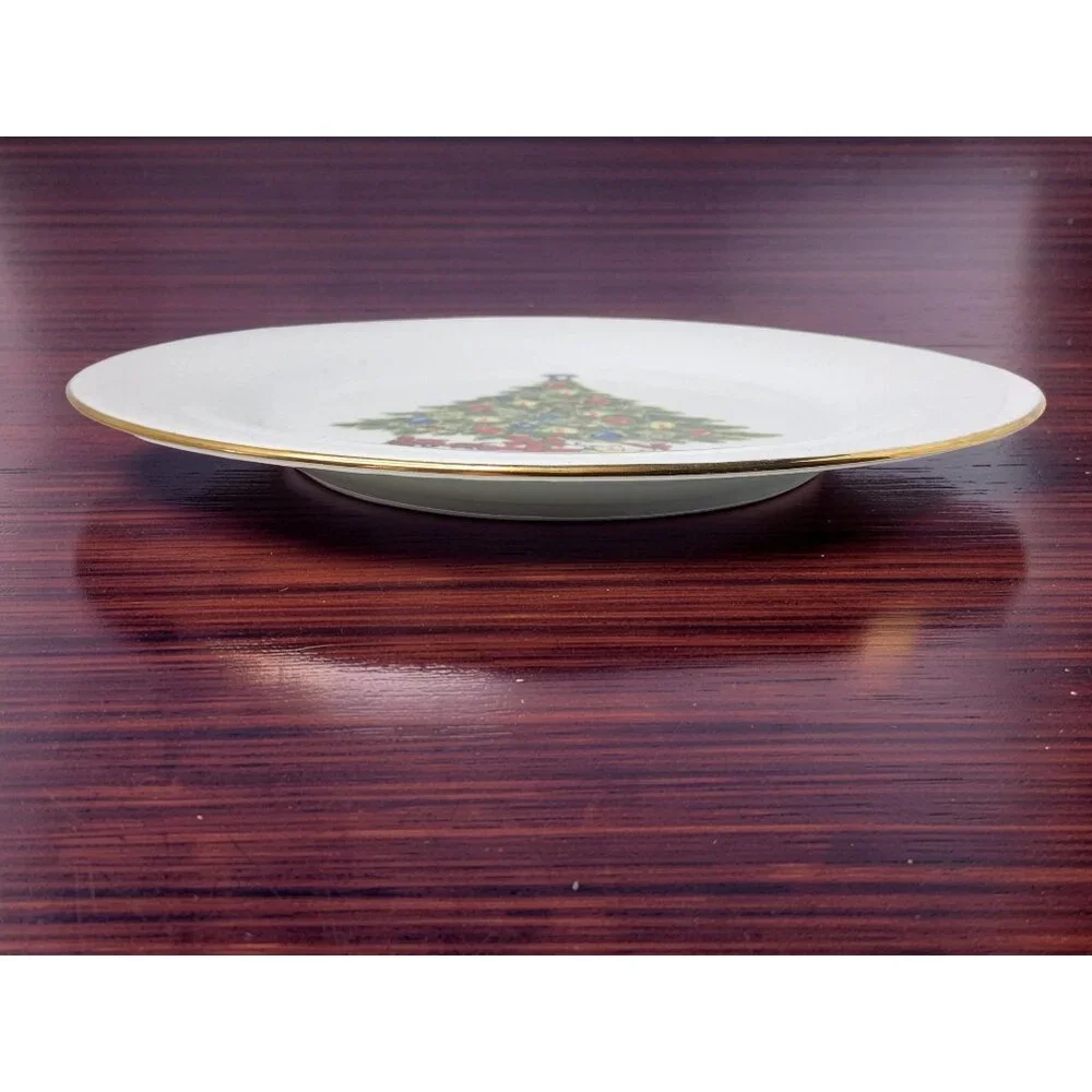Vintage Sea Gull Fine China Christmas Tree Gold Rim 10.5"" Dinner Plate - Picture 5 of 8